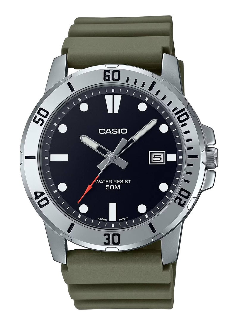 Water Resistant Analog Quartz Rubber Strap Men's Watch MTP-VD01-3EV