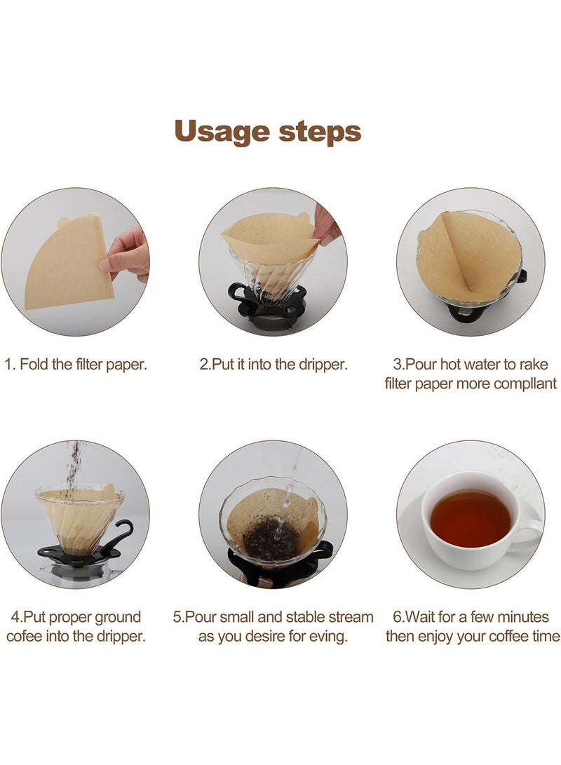 100 Piece Coffee Paper Filter V60 Beige Without Bleached 100% Natural  - Image 3