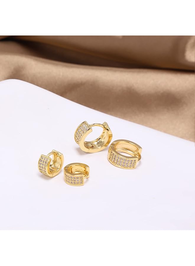 إيروريكس أقراط دائرية للنساء أقراط مطلية بالذهب عيار 18 قيراطًا للنساء｜أقراط غضروفية صغيرة خفيفة الوزن مضادة للحساسية للفتيات... - Image 3