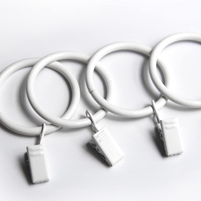 SET OF 14 WHITE IRON METAL CURTAIN RINGS WITH CLIPS DRAPERY CLIPS HOOKS CURTAIN CLIPS WITH RINGS CAFE CURTAIN CLIPS RING CLIPS TO HANG CURTAINS125 INCH INTERIOR DIAMETER WHITE