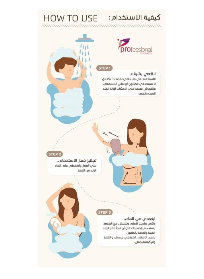 بروفيشنال ليفة تقشير للجسم بلون رمادي مع مقابض – لتنظيف عميق وانتعاش البشرة  - Image 3
