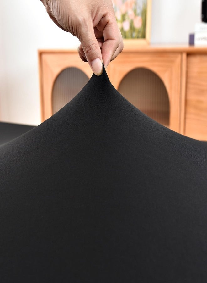 Amonsa Oval Black Fitted Tablecloth with Elastic 48x72 inch for Oval Tables Washable Stretchy Spandex Fabric Table Cover Cloth Not Vinyl Table Protector - Image 3