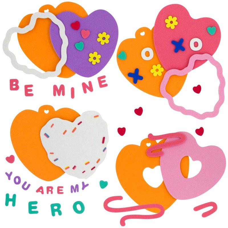 ceiba tree Valentines Day Foam Heart Crafts Kit in Bulk for Kids Classroom Exchange Gifts Party Favor Valentines Day Craft 12Pcs - Image 2