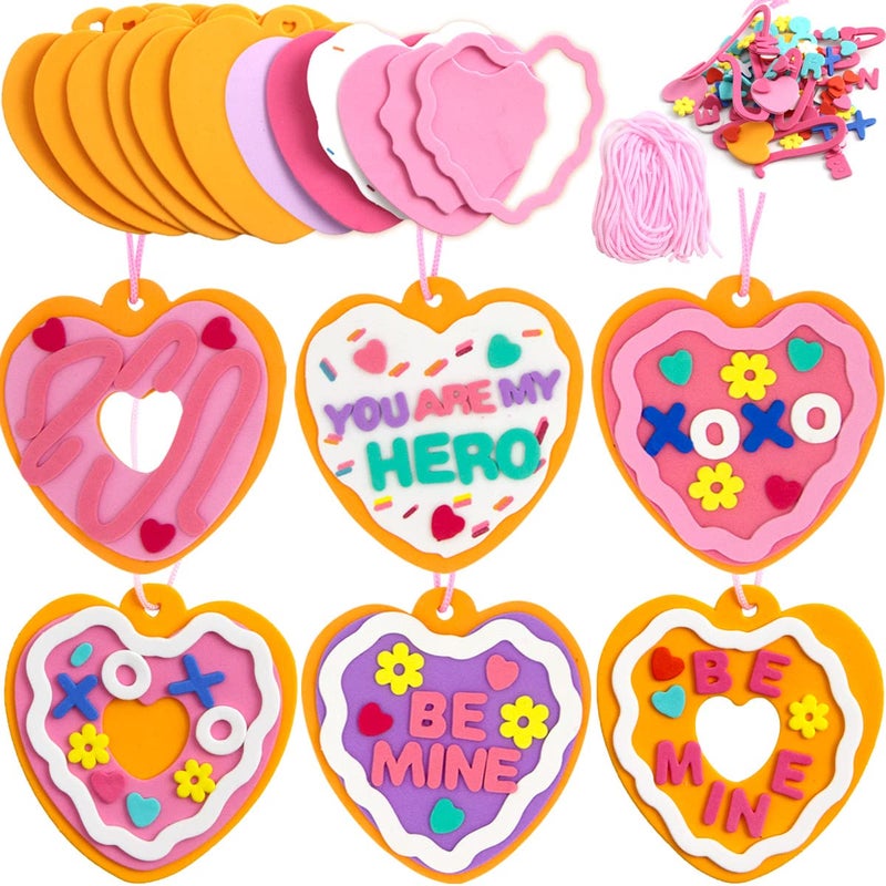 ceiba tree Valentines Day Foam Heart Crafts Kit in Bulk for Kids Classroom Exchange Gifts Party Favor Valentines Day Craft 12Pcs - Image 1