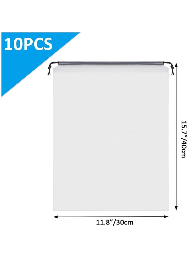 Depend Transparent Shoe Bags, 10 Pack Travel Large Shoes Pouch Storage, Dust-Proof Storage Clear Window With Drawstring With Rope For Men And Women - Image 2