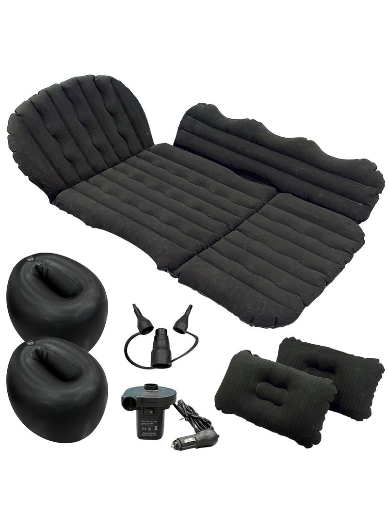 جرين ليون مرتبة هوائية قابلة للنفخ من Green Lion للسيارات، سرير هوائي قابل للطي للسيارة، وسادة سرير من البولي فينيل كلوريد للمقعد الخلفي مع وسادتين هوائيتين للسفر والتخييم، مناسبة لجميع أنواع السيارات، نفخ سريع في دقيقتين، أقصى حمولة 100 كجم، مضخة هواء كهربائية وفوهة هواء متضمنة - أسود - Image 1