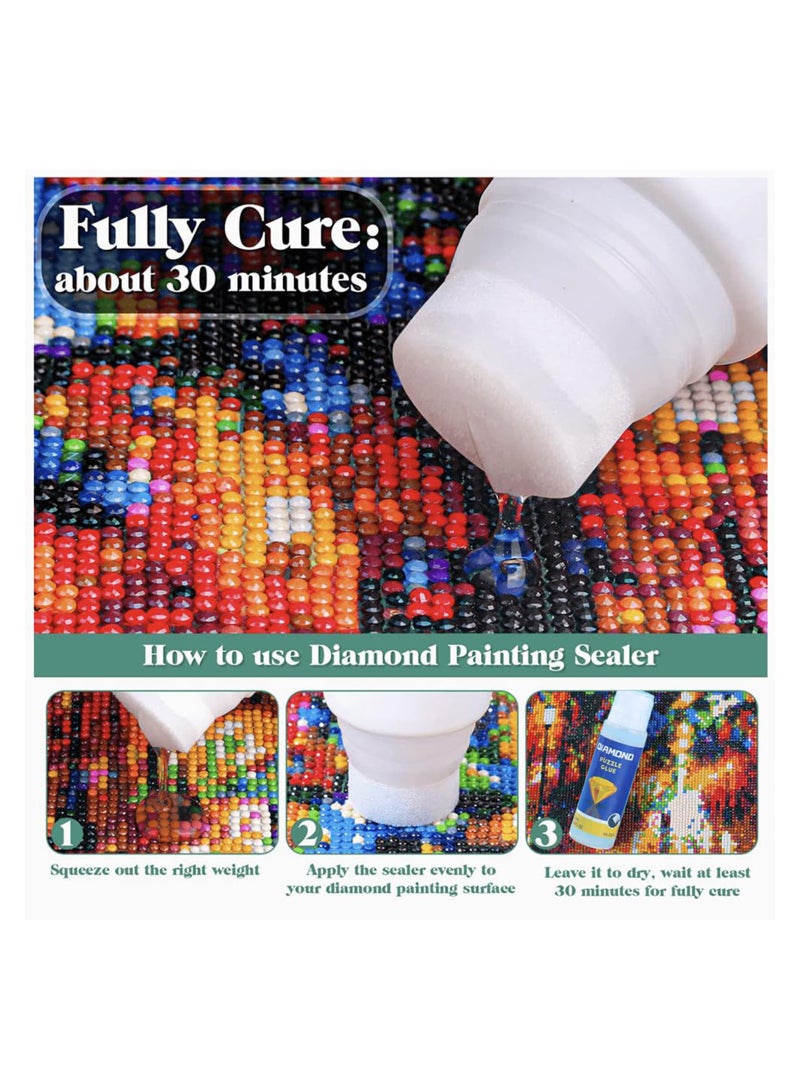 SYOSI 2PCS Diamond Painting Glue Sealing Wax Jigsaw Adhesive 240ML Diamond Painting Sealer Permanent Fixing and Glittering Effect Diamond Handicrafts Brightening Prevents Shedding Comes with Sponge Tip  - Image 3