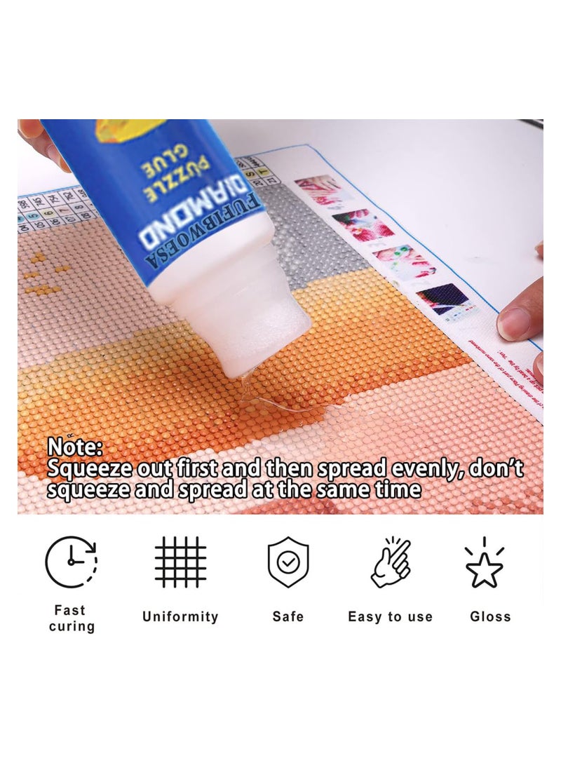 SYOSI 2PCS Diamond Painting Glue Sealing Wax Jigsaw Adhesive 240ML Diamond Painting Sealer Permanent Fixing and Glittering Effect Diamond Handicrafts Brightening Prevents Shedding Comes with Sponge Tip  - Image 4