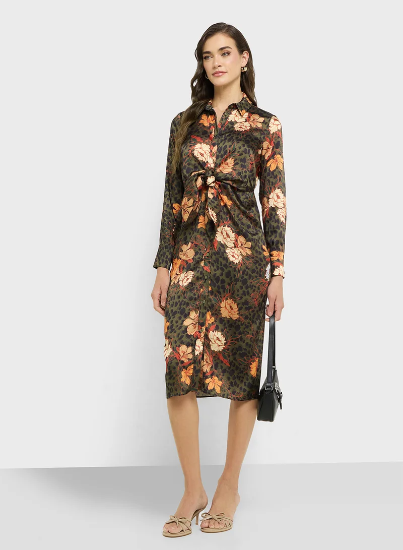 Style Cheat Floral Tie-Waist Dress