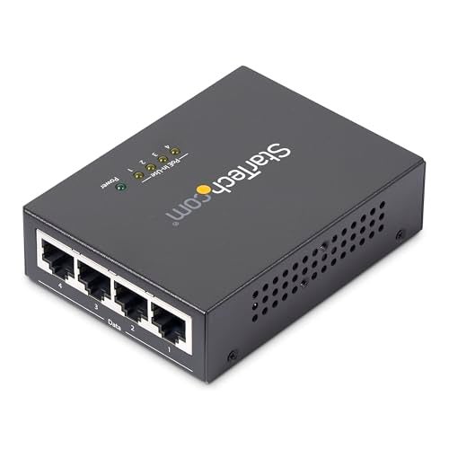 StarTech.com 4 Port Gigabit Midspan - PoE+ Injector - 802.3at and 802.3af - Wall-mountable Power over Ethernet Midspan , TAA (POEINJ4G) - Image 2