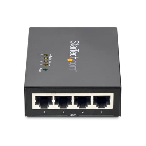 StarTech.com 4 Port Gigabit Midspan - PoE+ Injector - 802.3at and 802.3af - Wall-mountable Power over Ethernet Midspan , TAA (POEINJ4G) - Image 4