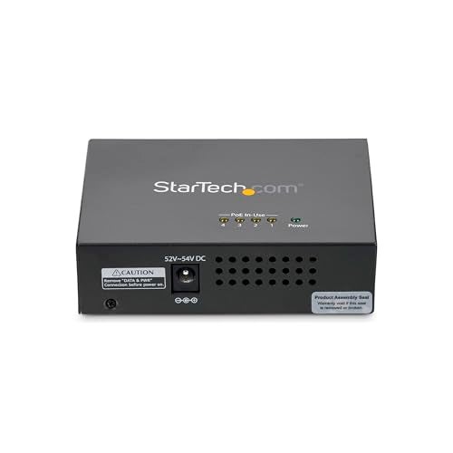 StarTech.com 4 Port Gigabit Midspan - PoE+ Injector - 802.3at and 802.3af - Wall-mountable Power over Ethernet Midspan , TAA (POEINJ4G) - Image 5