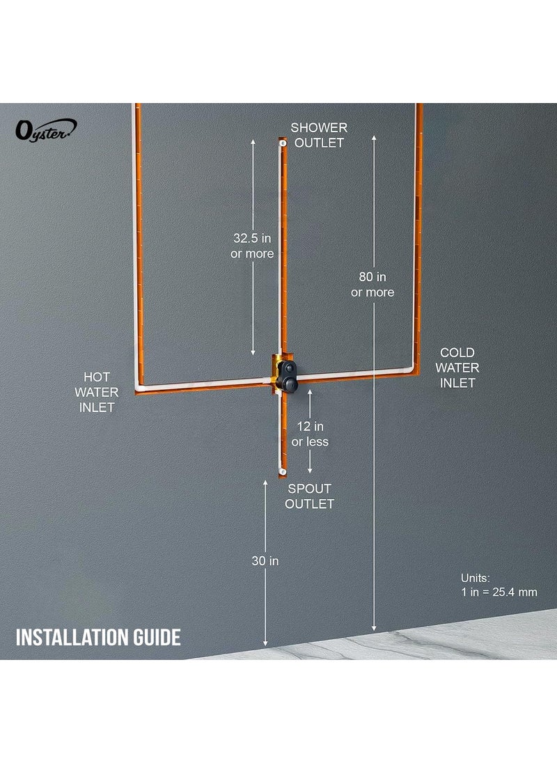 T&FOYSTERGOLD Oyster Zura Brass Concealed Body Diverter Bath Set with Overhead Rainfall Shower for bathroom Multi flow Hand Shower Set and Bath Tub Spout Diverter Set For Bathroom  - Image 5