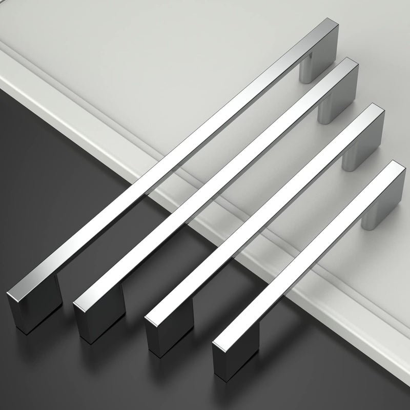 GS Gujarat Stainless Steel Chrome Finish Kitchen Cabinet HandlesDrawer PullsDoor HandleHardware Drawer Pulls 10 Inche Pack of 6 - Image 1