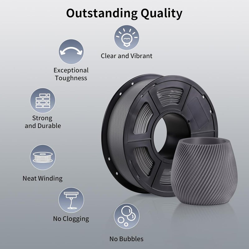 Anycubic خيوط PLA، 1.75 مم خيوط الطباعة ثلاثية الأبعاد، قوة عالية، مقاومة للحرارة، بديل PLA من الدرجة الهندسية الممتازة، متوافق مع مجموعة متنوعة من طابعات FDM ثلاثية الأبعاد، 1 كجم رمادي - Image 2