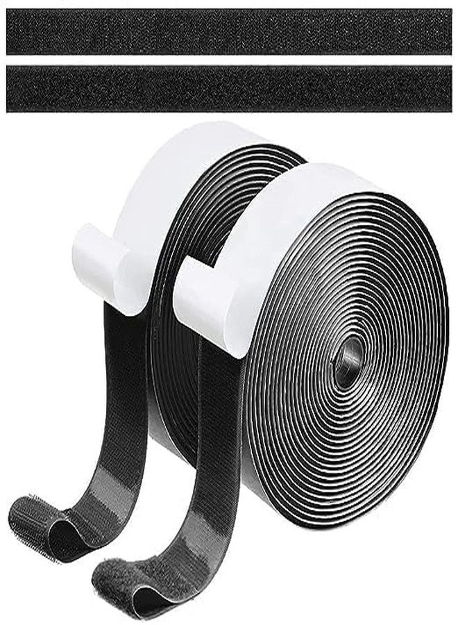 SINGH INDUSTRIES™ Self Adhesive Hook Tape & Self Adhesive Loop Tape for Stationary, Pictures, Tools, Household Purposes, Schools and Office, 2m Hook + 2m Loop (Width-25mm) (Black) - Image 1
