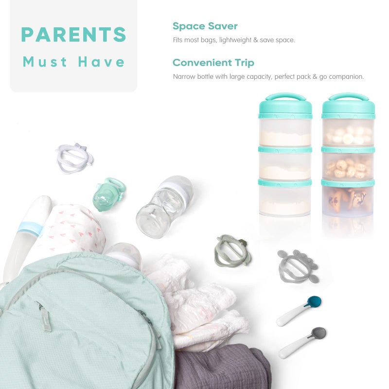 Termichy Stackable Formula Dispenser Portable Milk Powder Container, 2 Pack, Mint - Image 4