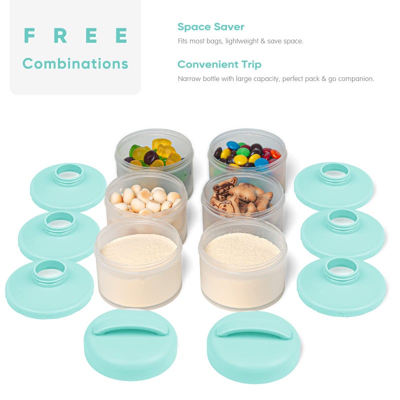 Termichy Stackable Formula Dispenser Portable Milk Powder Container, 2 Pack, Mint - Image 3