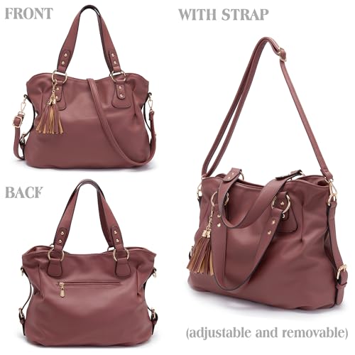 Soperwillton Fashion Handbag for Women Shoulder Bag Top Handle Satchel Hobo Tote Bag Purse Set 4pcs - Image 2