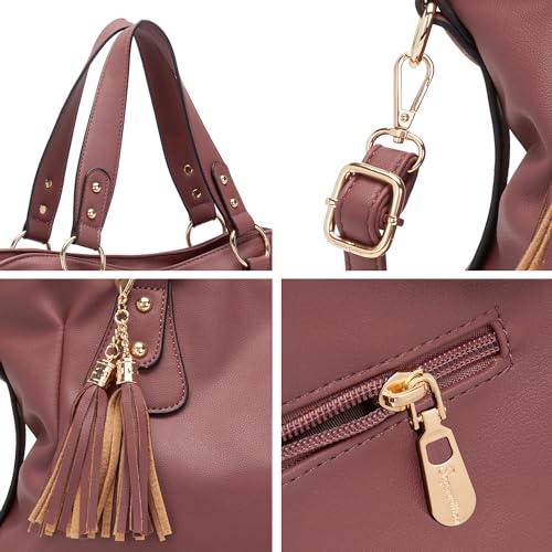 Soperwillton Fashion Handbag for Women Shoulder Bag Top Handle Satchel Hobo Tote Bag Purse Set 4pcs - Image 3