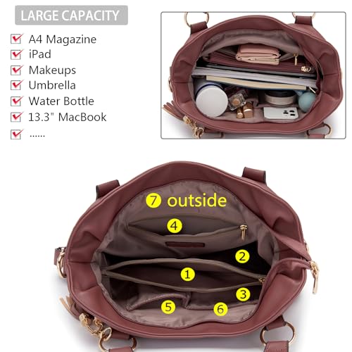 Soperwillton Fashion Handbag for Women Shoulder Bag Top Handle Satchel Hobo Tote Bag Purse Set 4pcs - Image 5