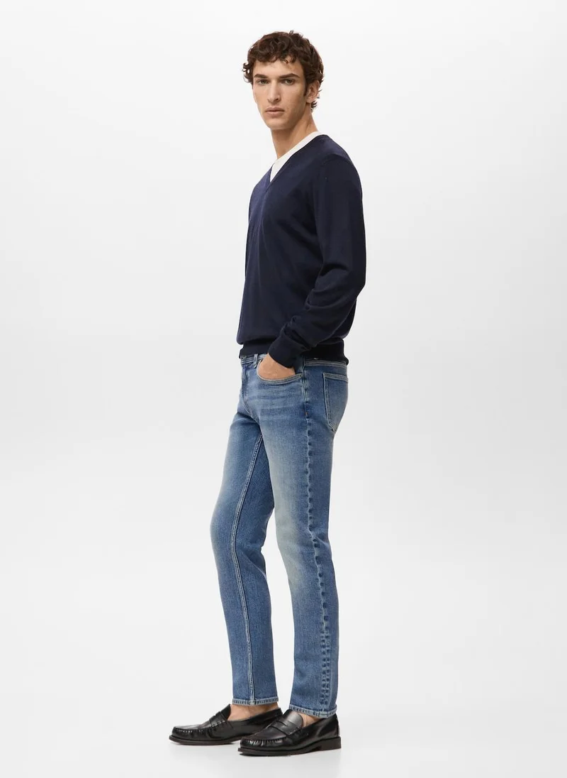 Mango Man  Jan slim-fit faded dark-wash jeans for Men | Best Price UAE