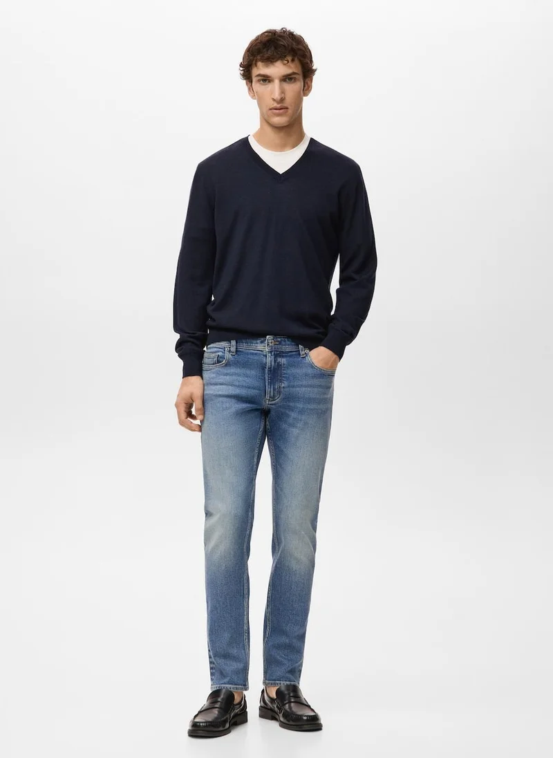 Mango Man  Jan slim-fit faded dark-wash jeans for Men | Best Price UAE