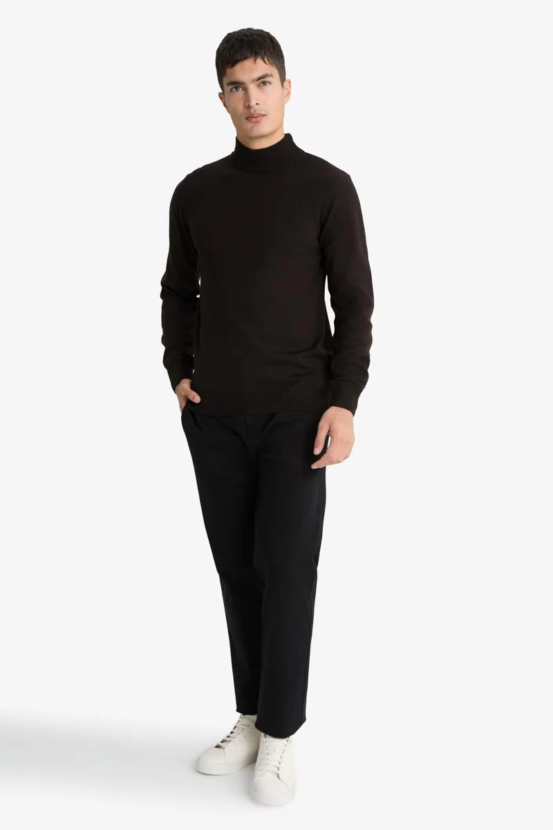 ديفاكتو Slim Fit Turtleneck Basic Knit Pullover