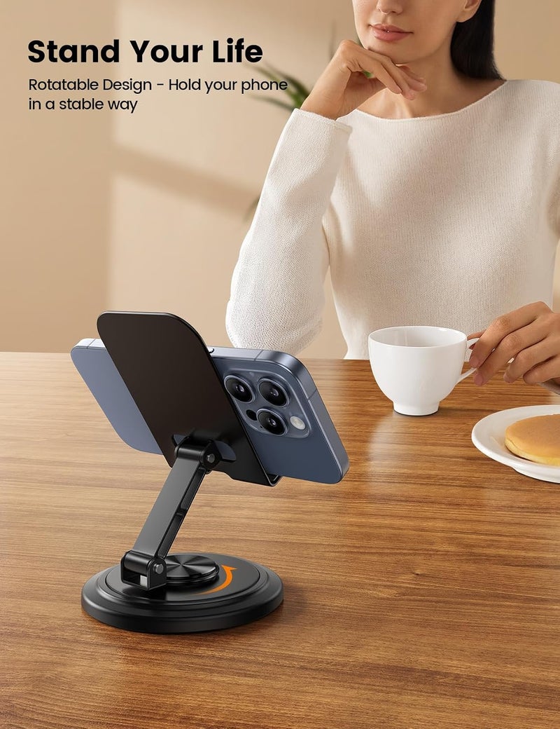 Lamicall Cell Phone Stand for Desk - [360° Rotation] Sturdy Adjustable Desktop Phone Holder, Foldable Mobile Stand, Office Gaming Desk Accessories Gifts for iPhone 17 16 15 Pro Max, Galaxy S26, Switch - Image 3