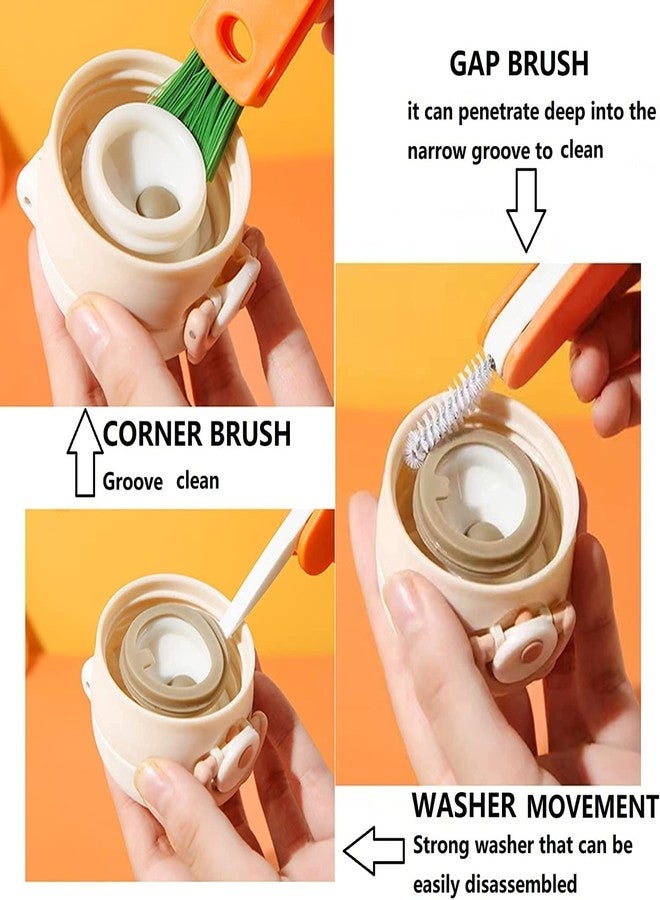 TASKHOUSE Multifunctional Cleaning Brush Cup 3 in 1 Cup Lid Crevice for Different Clean Items Tea Cups Bottles (3 Piece) - Image 2