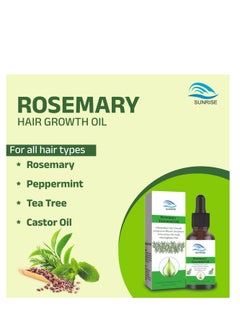 SUNRISE Rosemary Hair Oil With Castor, Tea Tree & Peppermint oil, Scalp Strengthening Hair Growth Oil 60ml - Nourishing Treatment For Dry Damaged Hair Split Ends & Healthy Growth  - Image 3