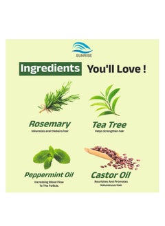 SUNRISE Rosemary Hair Oil With Castor, Tea Tree & Peppermint oil, Scalp Strengthening Hair Growth Oil 60ml - Nourishing Treatment For Dry Damaged Hair Split Ends & Healthy Growth  - Image 4