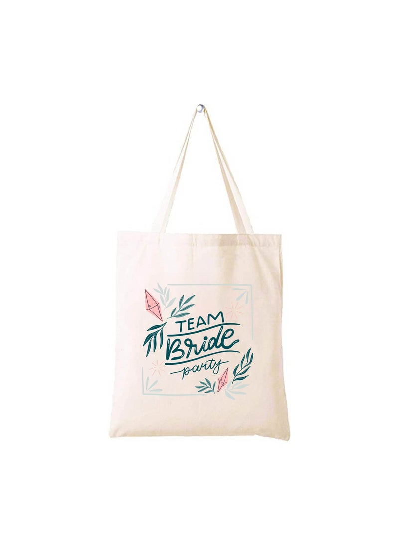 PRINTSHOP4ME Team Bride Bachelorette Party Favor Cotton Tote Bags for the Wedding Party - Bridesmaid Gift Bags with Fun Team Bride Designs - Bachelorette Party Supplies - Image 1