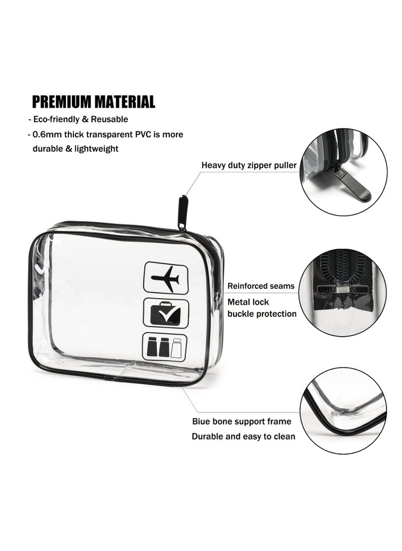 MODENGKONGJIAN - MODENGKONGJIAN TSA Approved Toiletry Bag, 3 Pcs Clear Toiletries Bags Quart Size Travel Makeup Cosmetic Bag for Women Men, Carry on Airport Airline Compliant Bag (Black) - Image 1