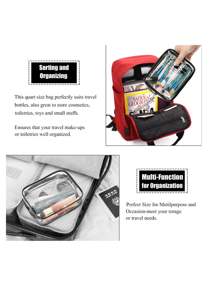 MODENGKONGJIAN - MODENGKONGJIAN TSA Approved Toiletry Bag, 3 Pcs Clear Toiletries Bags Quart Size Travel Makeup Cosmetic Bag for Women Men, Carry on Airport Airline Compliant Bag (Black) - Image 1