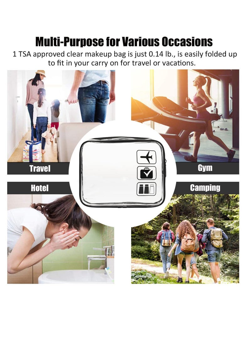 MODENGKONGJIAN - MODENGKONGJIAN TSA Approved Toiletry Bag, 3 Pcs Clear Toiletries Bags Quart Size Travel Makeup Cosmetic Bag for Women Men, Carry on Airport Airline Compliant Bag (Black) - Image 1