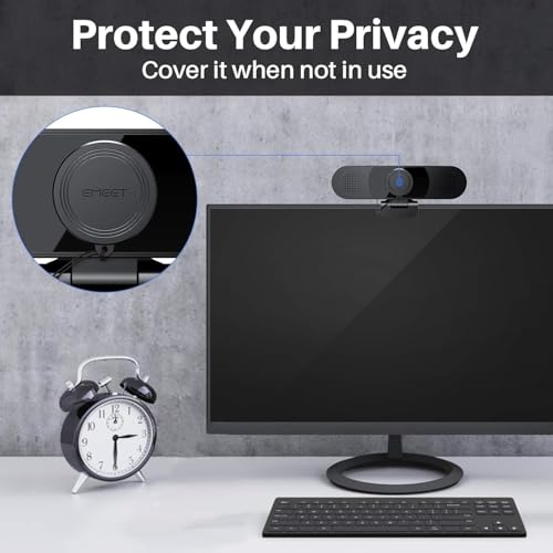 EMEET 3 in 1 Webcam - 1080P Webcam with Microphone and Speakers, Noise Reduction, Auto Low Light Correction W/Cover, C980 Pro USB Camera Web cam 60°-98° for Video Conferencing Streaming/Gaming/Class - Image 3