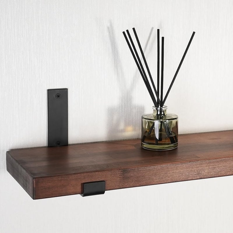 CONSDAN Floating Shelf for Wall Mounted Book Shelf Hanging Shelves Floating Bookshelf for Bedroom, Bathroom, Living Room, Kitchen USA Grown Solid Hardwood, Dark Maple 16x7.5x1.5 in - Image 1