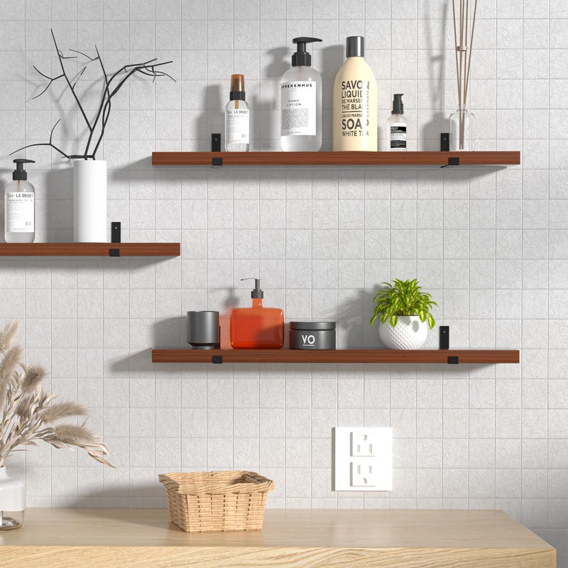 CONSDAN Floating Shelf for Wall Mounted Book Shelf Hanging Shelves Floating Bookshelf for Bedroom, Bathroom, Living Room, Kitchen USA Grown Solid Hardwood, Dark Maple 16x7.5x1.5 in - Image 5