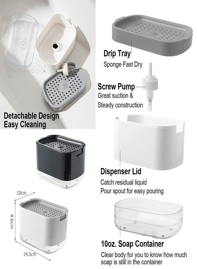 Obsoorth 10oz Dish Soap Dispenser for Kitchen Sink with Sponge Holder Push Down Pump Soap Dispenser Kitchen Premium Quality Sink Dish Washing- Black - Image 3
