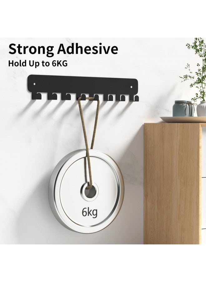 pickpiff 1 Pack Key Holder for Wall Adhesive, Key Hooks with 8 Hooks Wall Mounted, Black Key Hangers for Wall Decor No Drill for Living Room, Kitchen, Office - Image 2