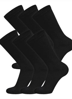 Brooklyn Socks 6 Pairs of Cotton Diabetic Non-Binding Neuropathy Crew Socks (Black, Fits Mens Shoe Size 9-12/Womens Shoe Size 10-13)  - Image 1
