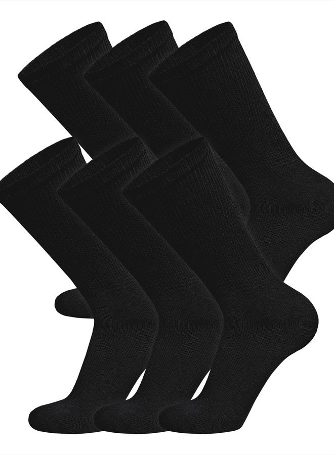 Brooklyn Socks 6 Pairs of Cotton Diabetic Non-Binding Neuropathy Crew Socks (Black, Fits Mens Shoe Size 9-12/Womens Shoe Size 10-13) - Image 1