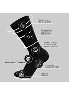 Brooklyn Socks 6 Pairs of Cotton Diabetic Non-Binding Neuropathy Crew Socks (Black, Fits Mens Shoe Size 9-12/Womens Shoe Size 10-13)  - Image 2