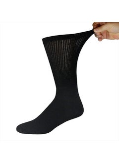 Brooklyn Socks 6 Pairs of Cotton Diabetic Non-Binding Neuropathy Crew Socks (Black, Fits Mens Shoe Size 9-12/Womens Shoe Size 10-13)  - Image 3