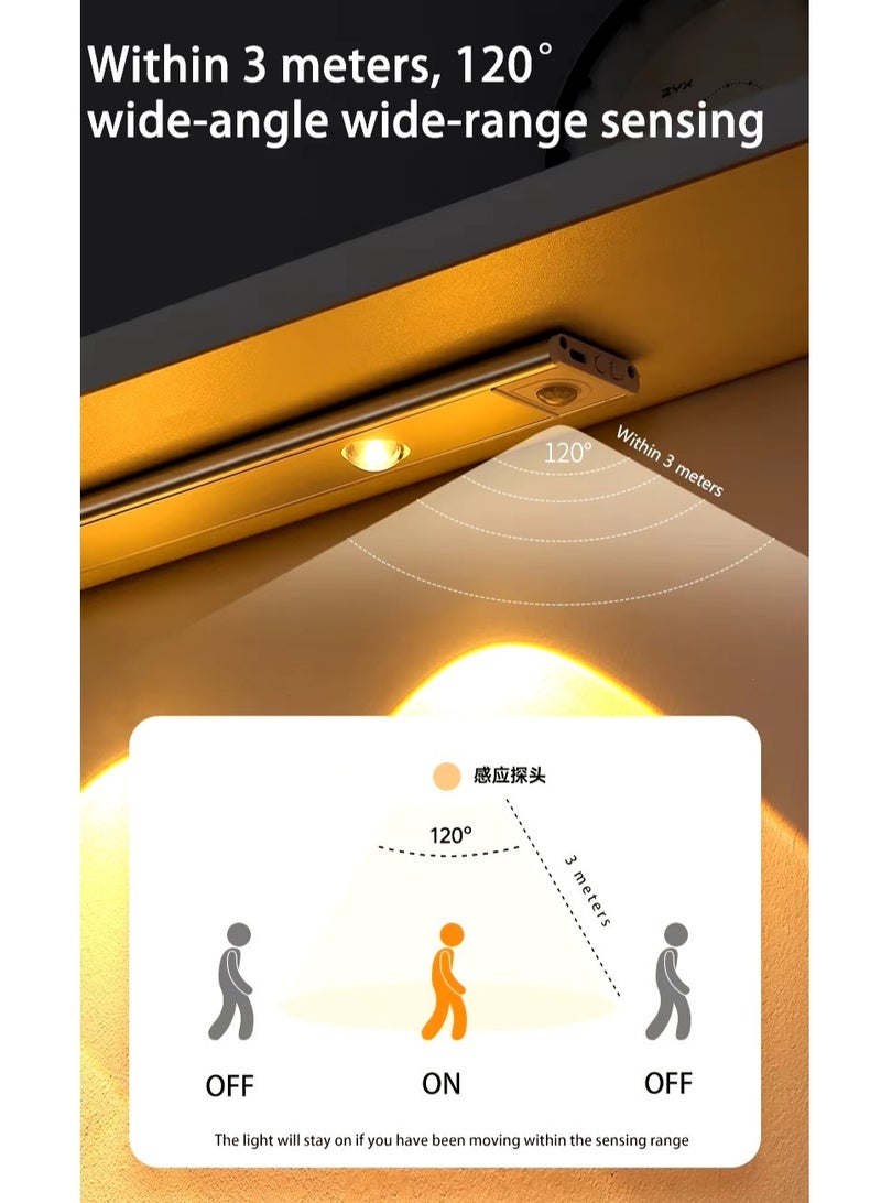 ليفقورا ضوء مستشعر الحركة، ضوء LED قابل لإعادة الشحن عبر USB - ضوء خزانة من الألومنيوم اللاسلكي للمطبخ وغرفة النوم وخزانة الملابس - أبيض ودافئ وضوء طبيعي (40 سم) - Image 3
