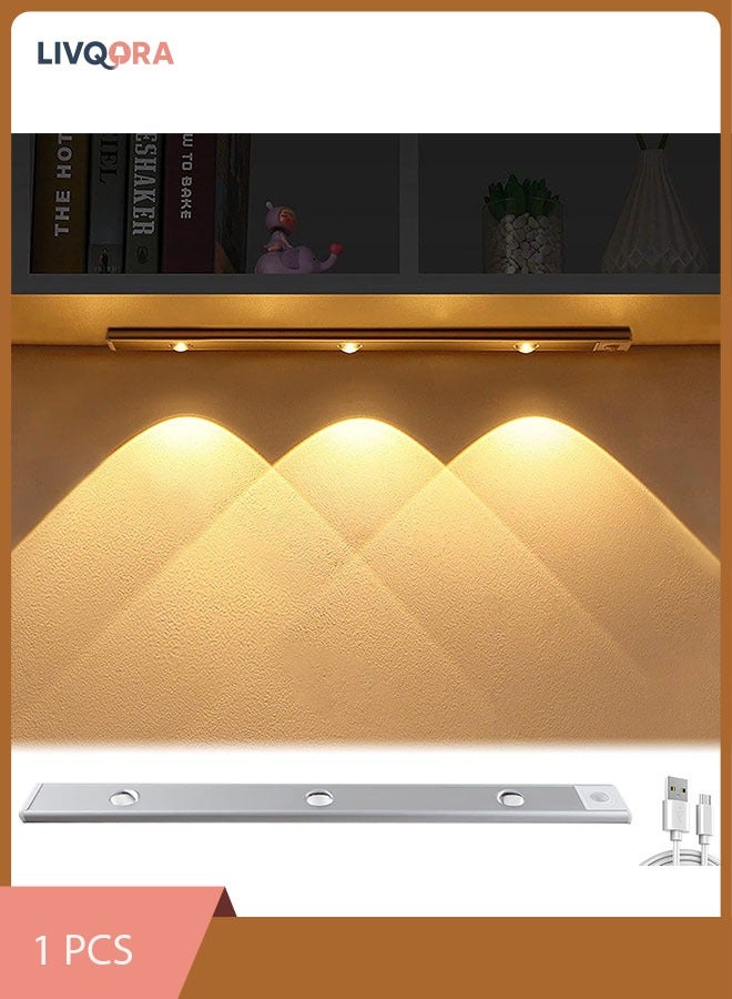 ليفقورا ضوء مستشعر الحركة، ضوء LED قابل لإعادة الشحن عبر USB - ضوء خزانة من الألومنيوم اللاسلكي للمطبخ وغرفة النوم وخزانة الملابس - أبيض ودافئ وضوء طبيعي (40 سم) - Image 1