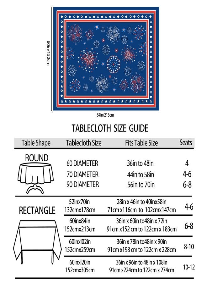 Hexagram 4th of July Tablecloth, Patriotic Tablecloth Rectangle 60x84 inch, Red and Blue Stars Indoor or Outdoor American Flag Independence Day Kitchen Table Decorations for Dinner - Image 2
