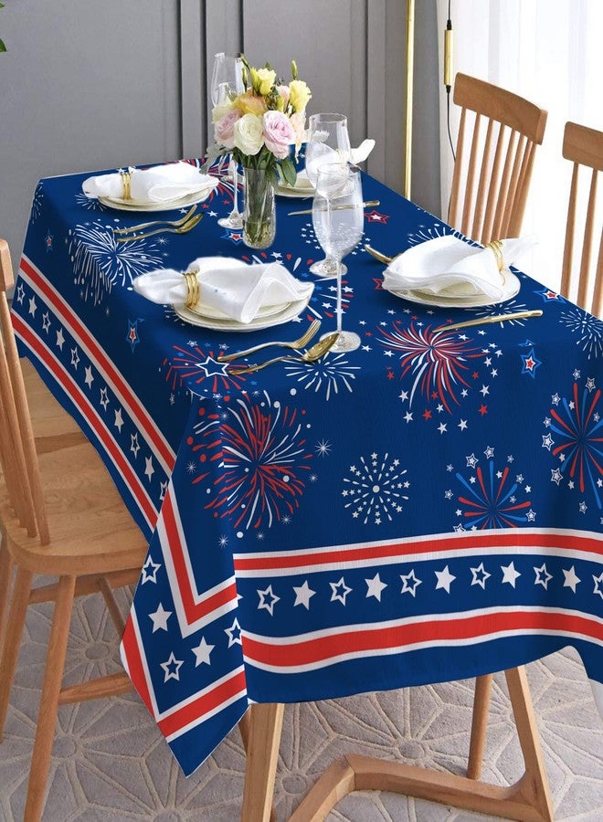 Hexagram 4th of July Tablecloth, Patriotic Tablecloth Rectangle 60x84 inch, Red and Blue Stars Indoor or Outdoor American Flag Independence Day Kitchen Table Decorations for Dinner - Image 3