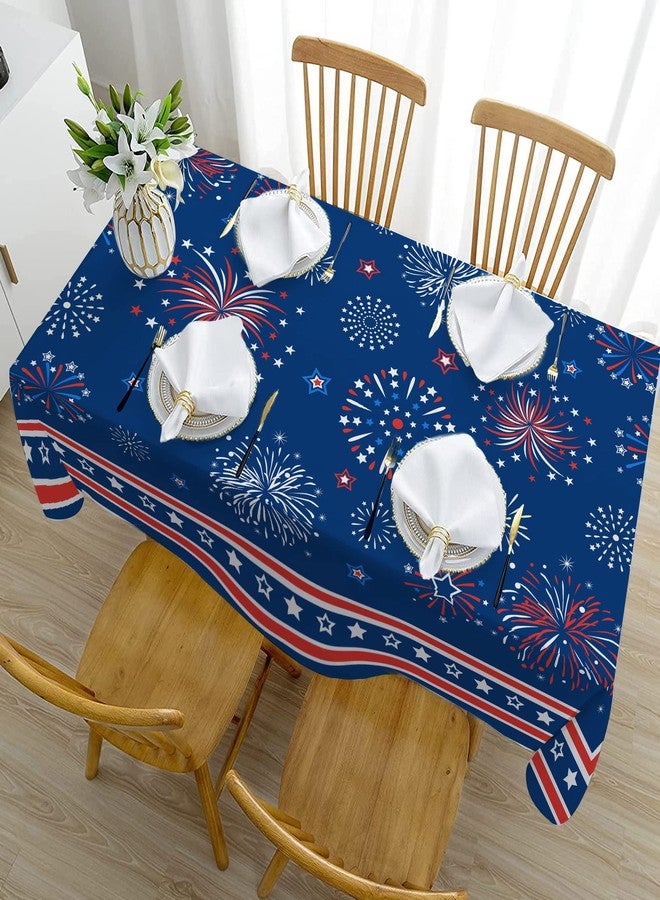 Hexagram 4th of July Tablecloth, Patriotic Tablecloth Rectangle 60x84 inch, Red and Blue Stars Indoor or Outdoor American Flag Independence Day Kitchen Table Decorations for Dinner - Image 5